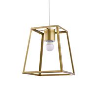 Happy Homewares Industrial Lantern Pendant Light Shade In Satin Gold With Square Top And Bottom