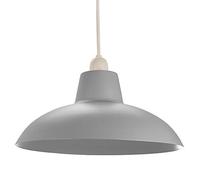 Happy Homewares Industrial Retro Designed Matt Grey Curved Metal Ceiling Pendant Light Shade | 60w Maximum | 29cm Diameter