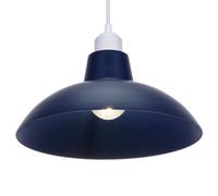 Industrial Retro Designed Matt Midnight Navy Blue Curved Metal Ceiling Pendant Light Shade | 60w Maximum | 29cm Diameter by Happy Homewares