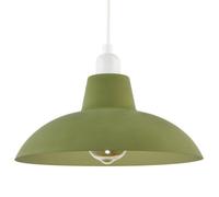 Industrial Retro Designed Matte Olive Green Curved Metal Ceiling Pendant Lighting Shade | 29cm Diameter by Happy Homewares