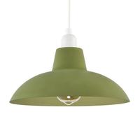 Industrial Retro Designed Matte Olive Green Curved Metal Ceiling Pendant Lighting Shade | 29cm Diameter by Happy Homewares