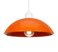 Modern Industrial Retro Designer Orange Gloss Disc Curved Metal Ceiling Pendant Lighting Shade | 60w Maximum | 28cm Diameter by Happy Homewares