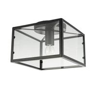 Happy Homewares Industrial Square Box Matte Black Ceiling Light with Clear Glass Sides Happy Homewares Black