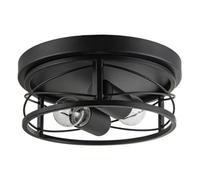 Happy Homewares Industrial Vintage Black Round Flush Ceiling Light with Wire Design Happy Homewares Black