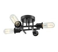 Happy Homewares Industrial Vintage Matte Black Ceiling Light Fixture with Classic Lampholders