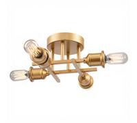 Happy Homewares Industrial Vintage Satin Gold Ceiling Light Fitting With Traditional Lampholders