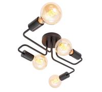 Happy Homewares Industrial Vintage Styled Matte Black Ceiling Light With Looping Arms