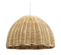 Happy Homewares Intricately Woven Rattan Pendant Light Shade With Scalloped Lower Edge