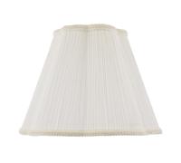 Happy Homewares Ivory White Victorian Pleated Faux Silk 30cm Lamp Shade with Cream Embroidered Trims | Inner Fabric Lining | Scallop Edges