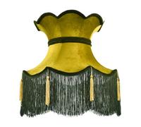 Happy Homewares Large Olive And Forest Green Victorian Lamp Shade With Scallop Edges