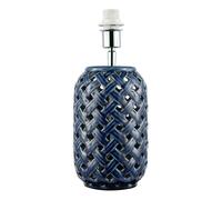 Happy Homewares Lattice Design Ceramic Gloss Table Lamp in Brushed Midnight Blue Happy Homewares Midnight