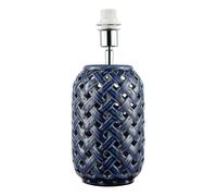 Happy Homewares Lattice Design Ceramic Gloss Table Lamp in Brushed Midnight Blue Happy Homewares Midnight