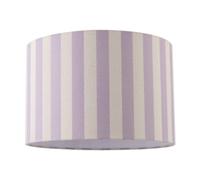 Modern Lavender Lilac and Oatmeal Linen Striped Drum Lamp Shade with Off-White Fabric Inner Lining| 30cm x 20cm | for Ceiling Pendant or Lamp by Happy Homewares