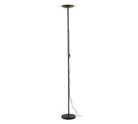 Happy Homewares Modern LED Black Switched Uplighter Floor Lamp with Frosted White Polycarbonate Shade | 180cm x 25cm | Rocker Switch on Hanging Cable | 1 x 18w