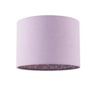 Contemporary Designer Lilac Cotton Fabric Drum Lamp Shade with Inner White Floral Pattern Lining | 25cm x 18cm | for Pendant or Lamp Base by Happy Homewares