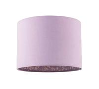 Contemporary Designer Lilac Cotton Fabric Drum Lamp Shade with Inner White Floral Pattern Lining | 25cm x 18cm | for Pendant or Lamp Base by Happy Homewares