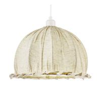 Happy Homewares Linen Fabric Covered Ruffled Dome Shaped Ceiling Pendant Light Shade