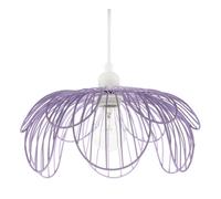 Contemporary Shabby Chic Matte Soft Lilac Metal Wire Overlapping Floral Petals Ceiling Pendant Lamp Shade | 14cm x 26cm by Happy Homewares
