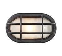 Happy Homewares Matt Black Cast Aluminium Outdoor Oval Bulkhead Wall Light