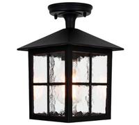 Happy Homewares Matt Black Die-Cast Aluminium Traditional Lantern Porch Ceiling Light Fitting