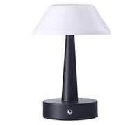 Happy Homewares Matt Black Rechargeable Touch Dimmable Table Lamp With Opal White Domed Shade