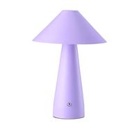 Happy Homewares Matte Lilac Modern Rechargeable Touch Table Lamp with Wide Metal Shade - USB-C Cable Included | 3-Step Touch Dimmer | 3600mAh Power | 3w 3000k LED