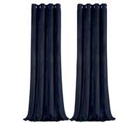 Happy Homewares Contemporary Soft Velvet Fabric Blackout Eyelet Curtains - 2 Panel in Midnight | Size: 117 cm width x 137 cm drop Happy Homewares Midnight 117 cm width x 137 cm drop