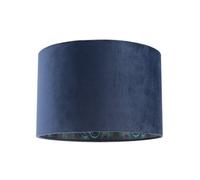 Happy Homewares Midnight Blue Velvet Lamp Shade with Colourful Peacock Feather Inner