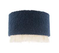 Happy Homewares Midnight Blue Wool Lamp Shade With Ivory White Hanging Fabric Tassels