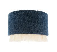 Happy Homewares Midnight Blue Wool Lamp Shade with Ivory White Hanging Fabric Tassels