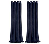 Happy Homewares Midnight Navy Blue Blackout Curtains - 46 x 54 Inch Drop - Contemporary Eyelet Curtains with Soft Velvet Texture - 2 Panels for Bedroom or Living Room