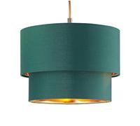 Happy Homewares Modern 10 Forest Green Cotton Double Tier Ceiling Shade With Shiny Copper Inner