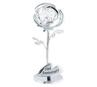 Modern 10th Anniversary Silver Plated Flower with Clear Swarovski Crystal Bead Happy Homewares Silver One Size