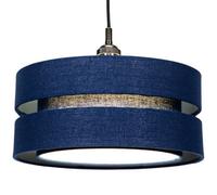 Happy Homewares Modern 14" Midnight Blue Linen Fabric Triple Tier Ceiling Pendant Lamp Shade