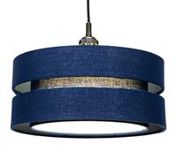 Happy Homewares Modern 14" Midnight Blue Linen Fabric Triple Tier Ceiling Pendant Lamp Shade
