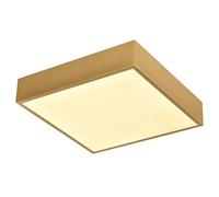 Happy Homewares Modern 25w Bright LED Flush Square Ceiling Light in Brushed Gold with Opal Polycarbonate Diffuser | 30cm x 5cm | 3000k Warm White | 1439 Lumens = 100w