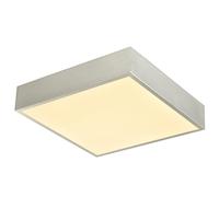 Happy Homewares Modern 25w Bright LED Flush Square Ceiling Light in Brushed Silver with Opal Polycarbonate Diffuser | 30cm x 5cm | 3000k Warm White | 1439 Lumens = 100w