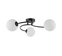 Happy Homewares Modern 3-Arm Matte Black Ceiling Light with Opal Swirl Glass Spherical Shades | 17cm x 47cm | 3 x 5w G9 | for Bedroom Dining Room Lounge etc