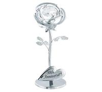 Happy Homewares Modern 30Th Anniversary Silver Plated Flower With Clear Swarovski Crystal Bead