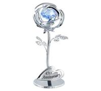 Happy Homewares Modern 45Th Anniversary Silver Plated Flower With Blue Swarovski Crystal Bead
