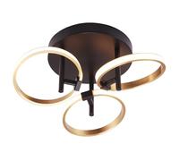 Happy Homewares Modern Adjustable Brushed Gold Halo Rings LED Ceiling Light Fitting with Mat Black Base | 41cm x 17cm | 18w LED 900 Lumens Warm White