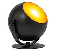 Happy Homewares Modern Adjustable Matt Black Metal Mini-Projector LED Table/Floor Uplighter Lamp with Satin Golden Inner | 5w LED | 3000k 280 Lumens | 14cm Height | 45 Degrees