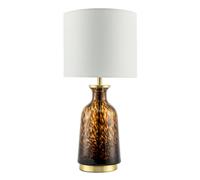 Happy Homewares Modern Amber & Black Snowflake Speckle Glass Table Lamp with Shade Happy Homewares Amber