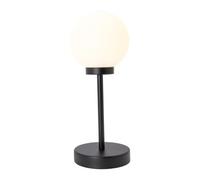 Happy Homewares Modern and Chic Opal White Glass Globe Table Light with Matte Black Metal Tall Stem | 1 x 7w E14 | 32cm x 13cm