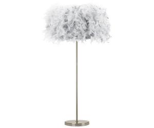 Happy Homewares Modern And Chic Real Grey Feather Floor Lamp With Satin Nickel Base And Switch