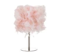 Happy Homewares Modern and Chic Real Pink Feather Table Lamp with Satin Nickel Base and Switch