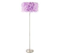 Happy Homewares Modern and Chic Soft Lilac Feather Floor Lamp with Satin Nickel Plated Base