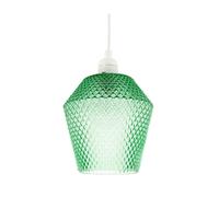 Modern and Compact Emerald Green Glass Diamond Design Easy Fit Pendant Lamp Shade for Kitchen, Lounge, Dining Room etc | 17cm x 17cm by Happy Homewares
