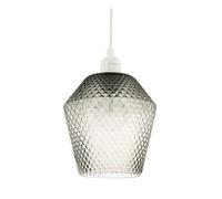 Modern and Compact Smoked Grey Glass Diamond Design Easy Fit Pendant Lamp Shade for Kitchen, Lounge, Dining Room etc | 17cm x 17cm by Happy Homewares