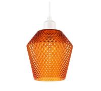Happy Homewares Modern And Compact Diamond Design Vivid Orange Glass Pendant Shade